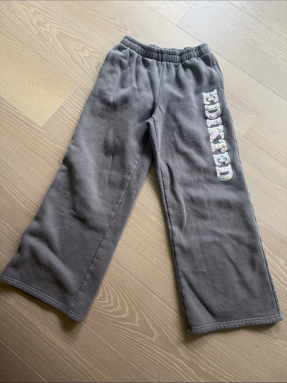 Edikted Charcoal Gray Sweatpants with Side Logo